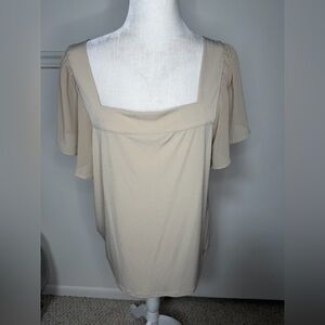 Calvin Klein square neck Elegant Beige Women's Blouse size L